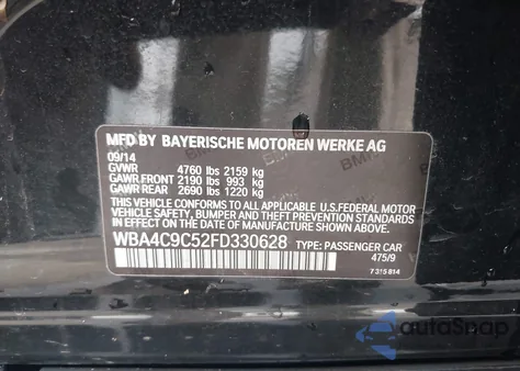 2015 BMW 428 Gran Coupe xDrive z USA, uszkodzony, nr VIN WBA4C9C52FD330628